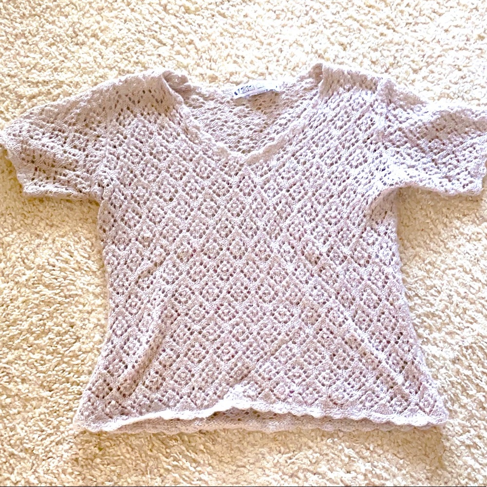 Eastside Westside Wooly Pastel Tan Short-Sleeve Top 👚